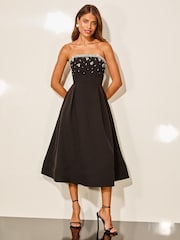 Lipsy Embelished Premium Bandeau Prom Midi Dress - Imagen 1 de 4