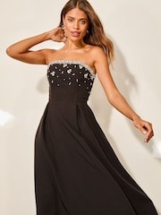 Lipsy Embelished Premium Bandeau Prom Midi Dress - Imagen 2 de 4
