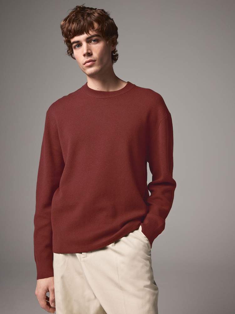 Red Regular Fit Cotton Rich Crew Jumper - Image 1 of 7