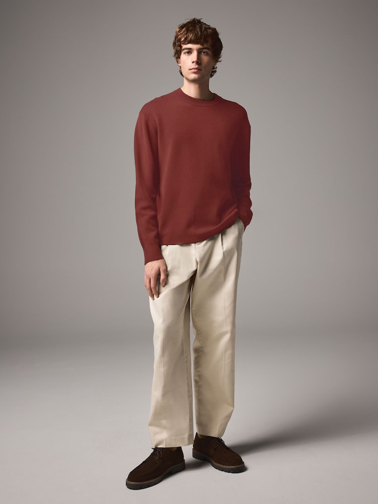 Red Regular Fit Cotton Rich Crew Jumper - Image 2 of 7