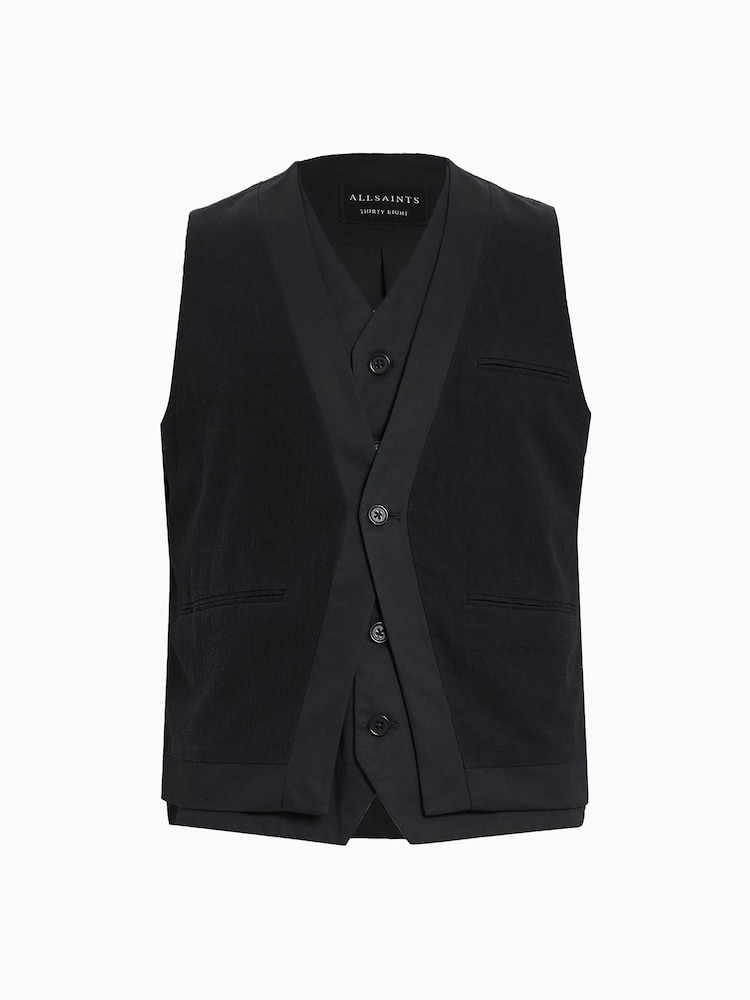 AllSaints Black Heron 100% Cotton Waitscoat - Image 5 of 5