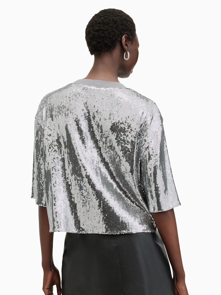 AllSaints Silver Juela T-Shirt - Image 2 of 7