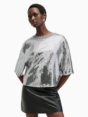 AllSaints Silver Juela T-Shirt - Image 5 of 7