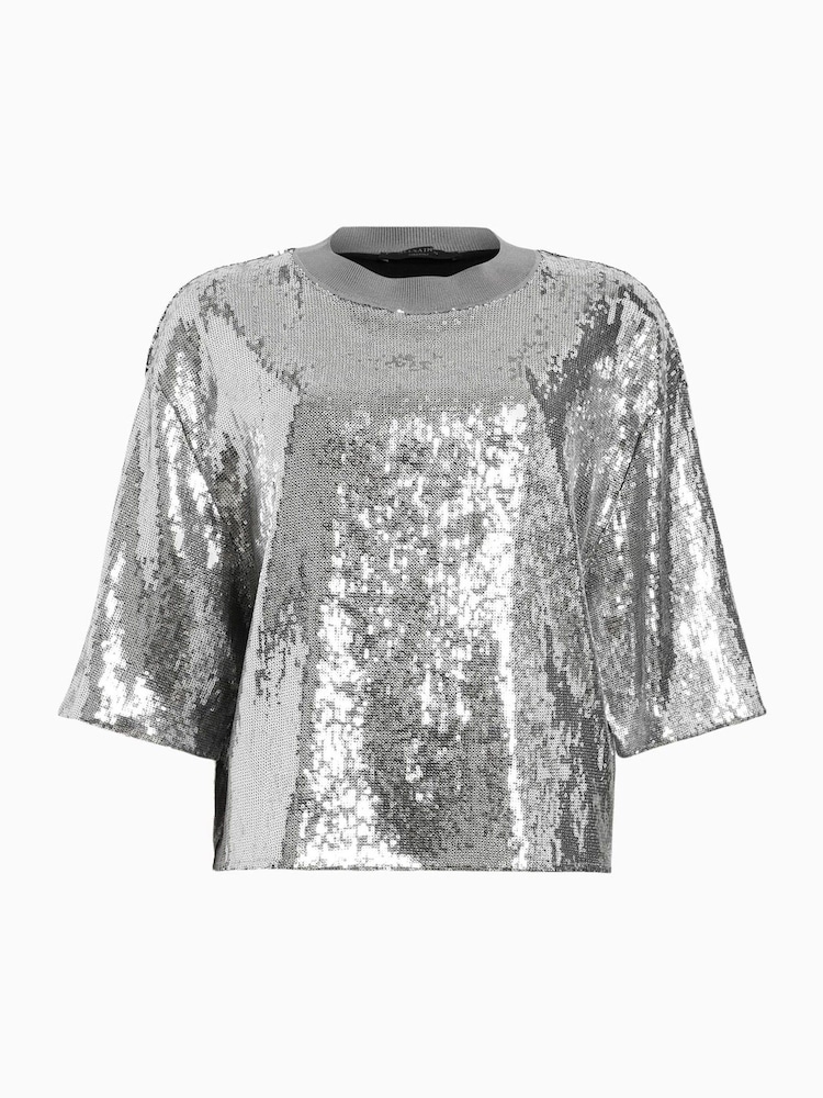 AllSaints Silver Juela T-Shirt - Image 7 of 7