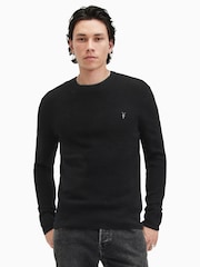 AllSaints Black Ivar Merino Crew Jumper - Image 1 of 6