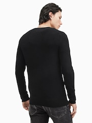 AllSaints Black Ivar Merino Crew Jumper - Image 2 of 6