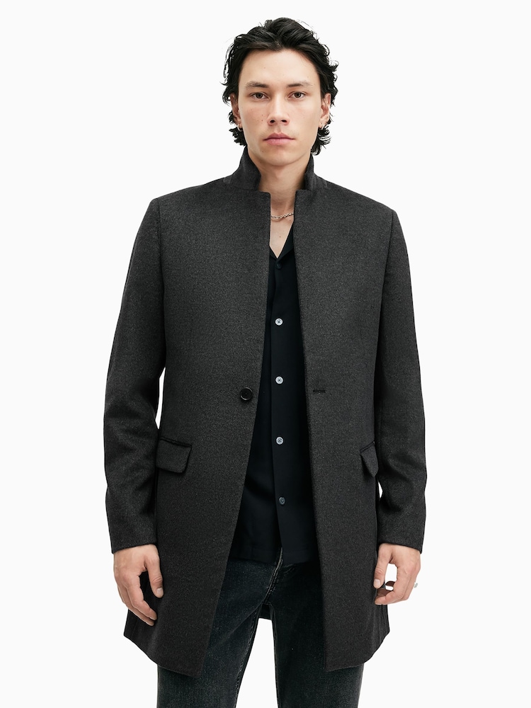 AllSaints Grey Hargrove Coat - Image 2 of 9