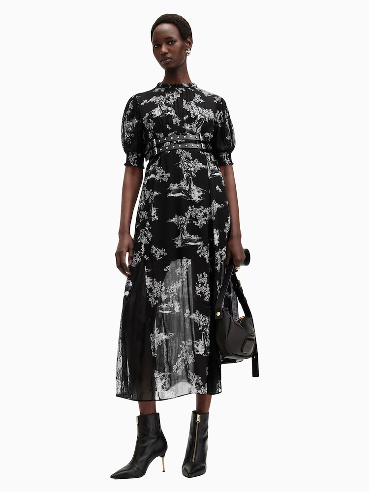 AllSaints Black Laverna Dress - Image 1 of 8