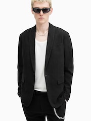 AllSaints Black Heron 100% Cotton Blazer - Image 1 of 7