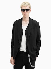 AllSaints Black Heron 100% Cotton Blazer - Image 2 of 7