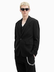 AllSaints Black Heron 100% Cotton Blazer - Image 4 of 7