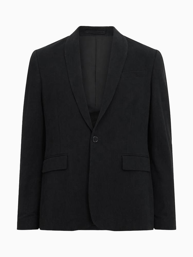 AllSaints Black Heron 100% Cotton Blazer - Image 7 of 7