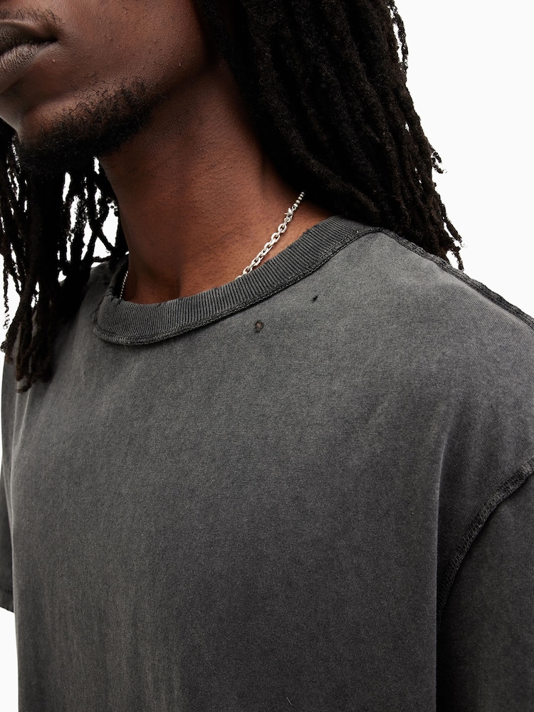 AllSaints Grey Heath Short Sleeve Crew T-Shirt - Image 2 of 7