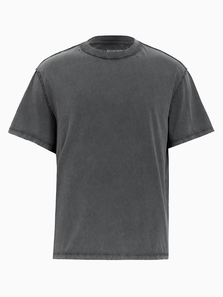 AllSaints Grey Heath Short Sleeve Crew T-Shirt - Image 7 of 7 AllSaints Grey Heath Short Sleeve Crew T-Shirt - Image 7 of 7