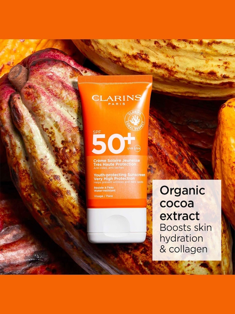 Clarins Youth-Protecting Sun Cream Very High Protection SPF 50 50ml - Image 4 of 4