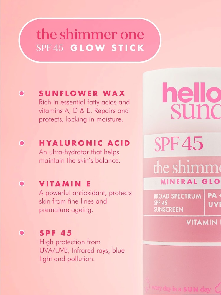Hello Sunday The Shimmer One Mineral Glow Stick SPF45 20g - Image 4 of 4 Hello Sunday The Shimmer One Mineral Glow Stick SPF45 20g - Image 4 of 4