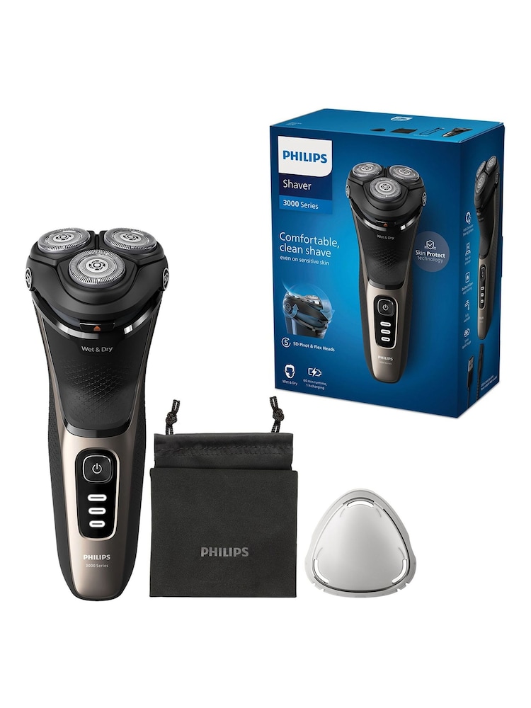 Philips Wet & Dry Electric Shaver Series 3000 with 5D Flex  Pivot heads, Travel Pouch and Popup trimmer S3242/12 - Image 2 of 5