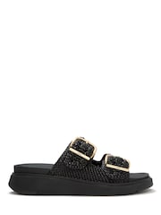 FitFlop Black Gen-Ff Woven Two-Bar Slides - Image 1 of 5