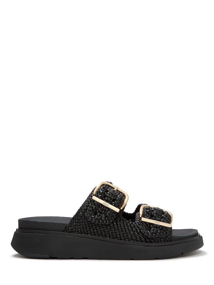 FitFlop Black Gen-Ff Woven Two-Bar Slides - Image 1 of 5