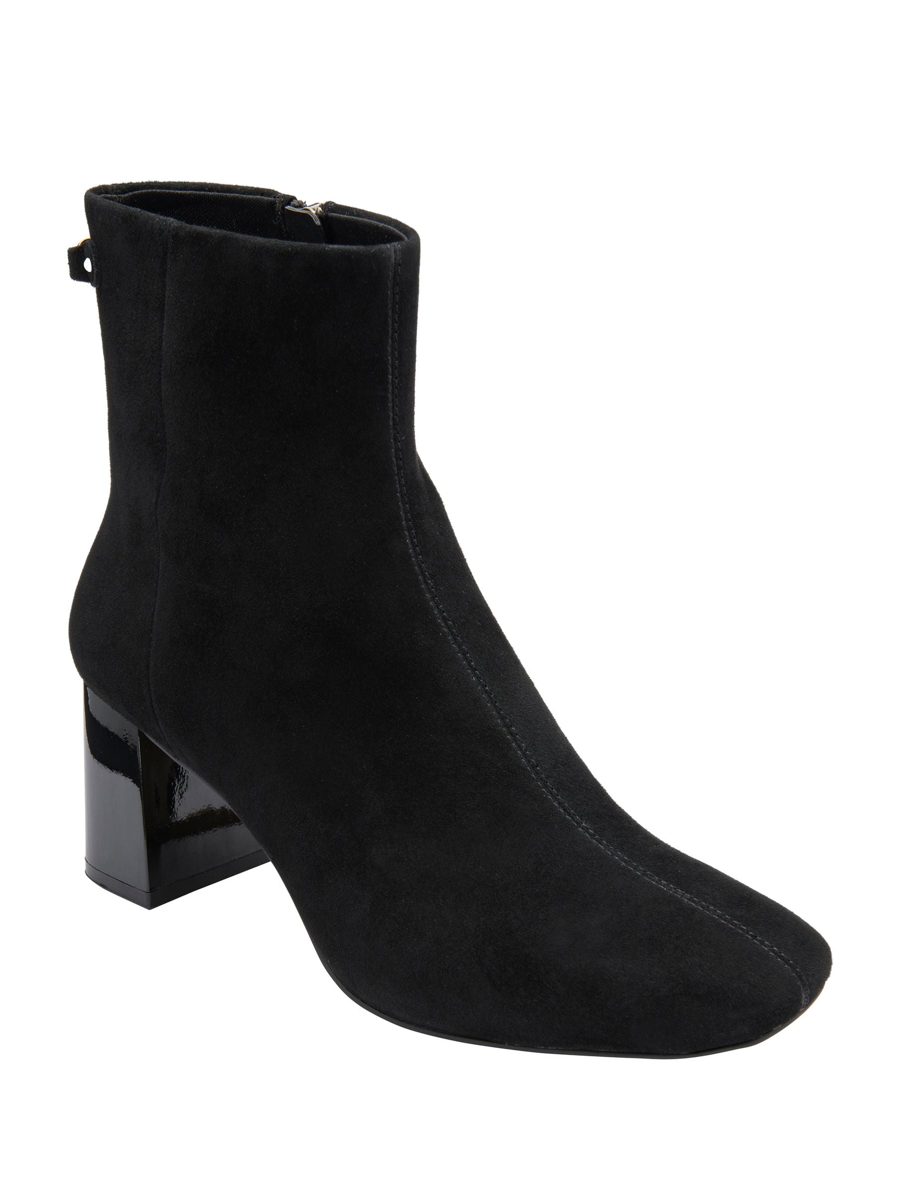 Lotus Women's Black Suede Block Heel Ankle Boots