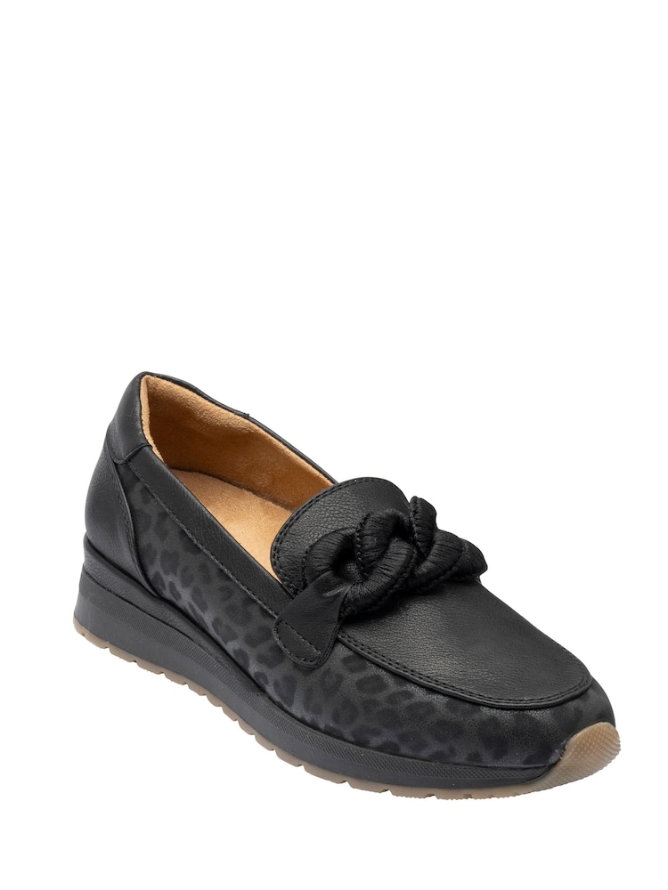 Lotus Black Wedge Loafer Shoes - Image 1 of 4 Lotus Black Wedge Loafer Shoes - Image 1 of 4