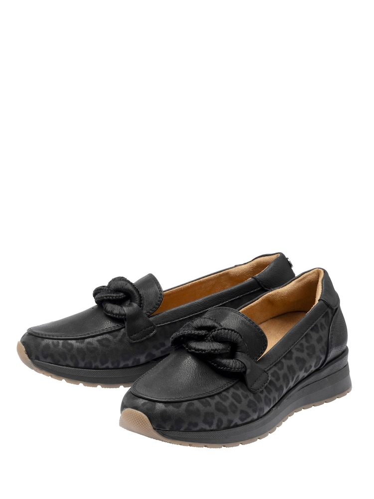 Lotus Black Wedge Loafer Shoes - Image 2 of 4 Lotus Black Wedge Loafer Shoes - Image 2 of 4
