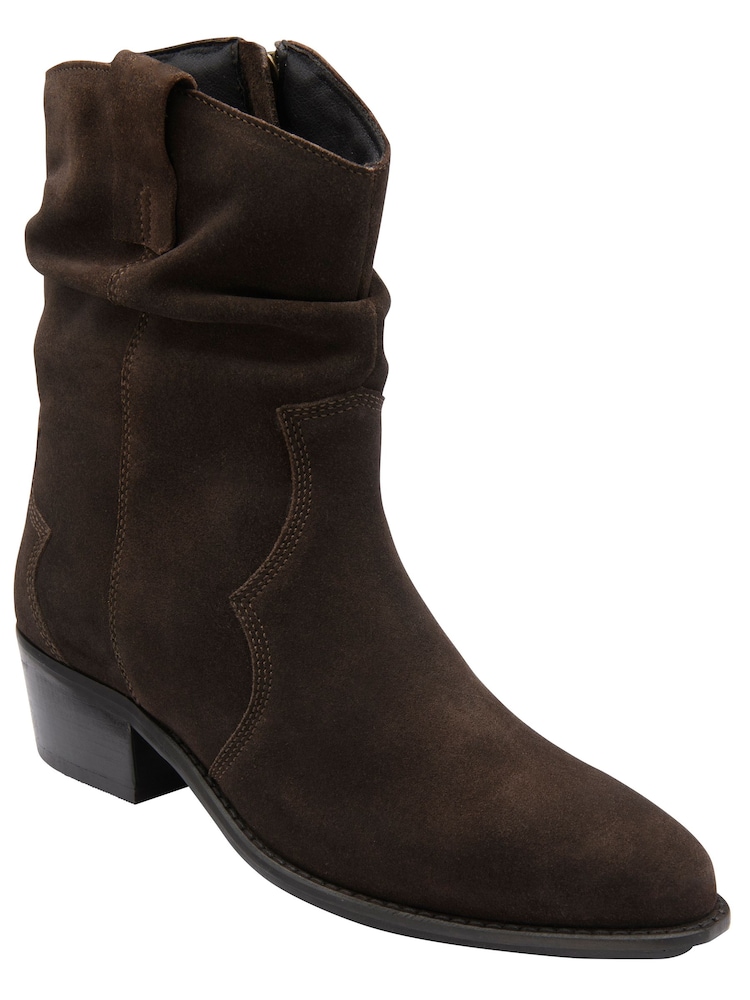 Lotus Brown Western Inspired Suede Cowboy Boots - Image 1 of 4 Lotus Brown Western Inspired Suede Cowboy Boots - Image 1 of 4
