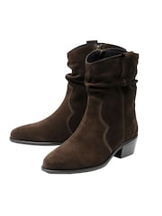 Lotus Brown Western Inspired Suede Cowboy Boots - Image 2 of 4
