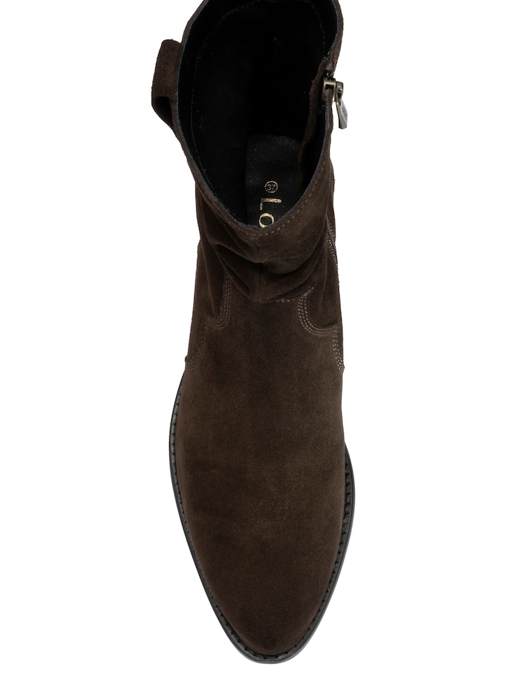 Lotus Brown Western Inspired Suede Cowboy Boots - Image 4 of 4 Lotus Brown Western Inspired Suede Cowboy Boots - Image 4 of 4