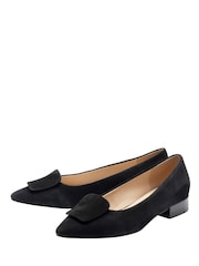 Lotus Black Low Heeled Suede Shoes - Image 2 of 4