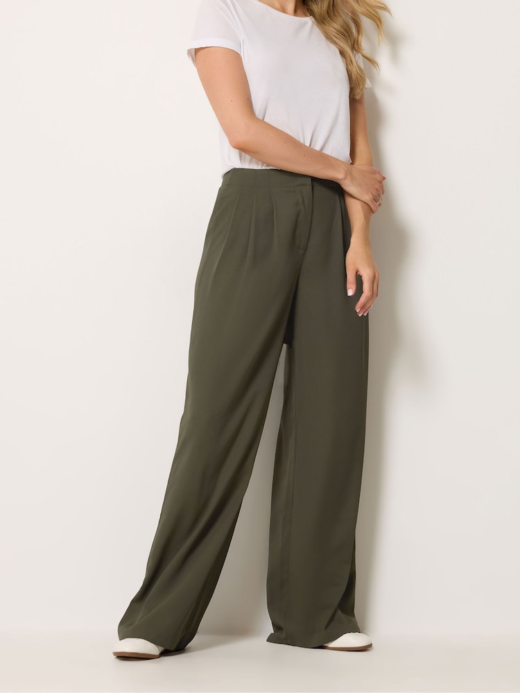Long Tall Sally Green Triple Pleated Front Trousers - Image 2 of 6 Long Tall Sally Green Triple Pleated Front Trousers - Image 2 of 6