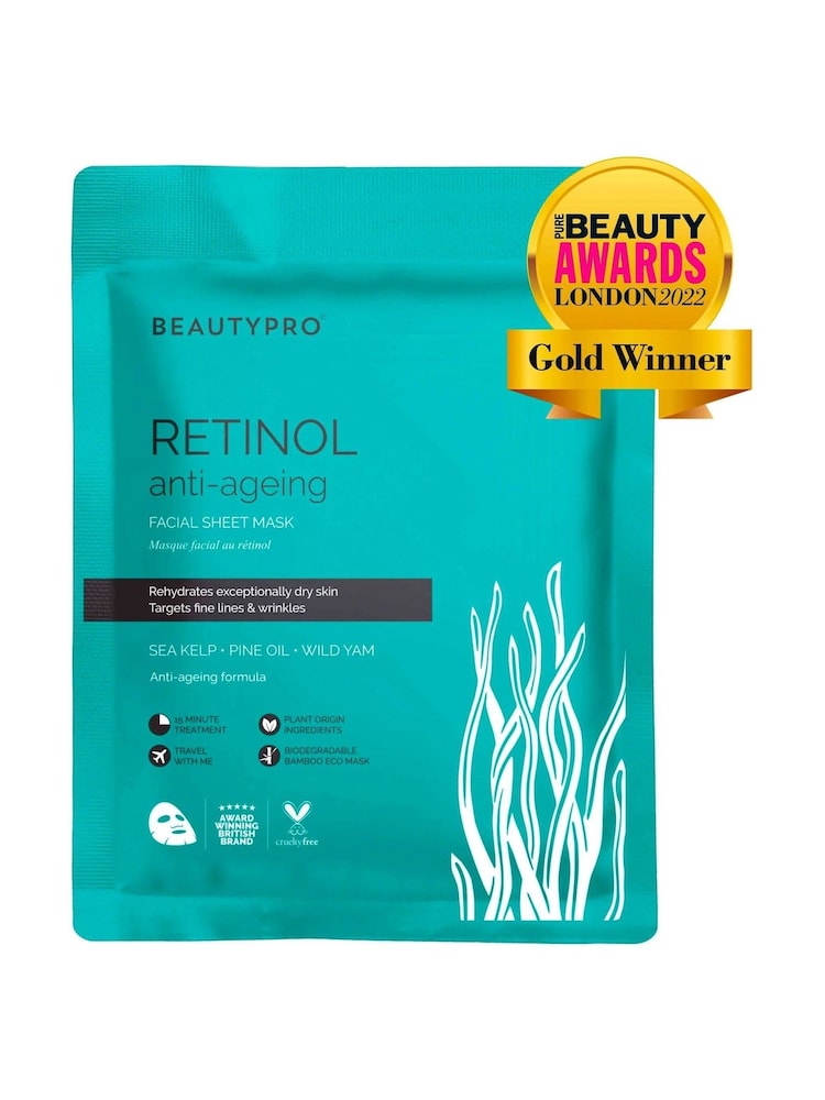 BeautyPro Retinol AntiAgeing Facial Sheet Mask - Image 1 of 5