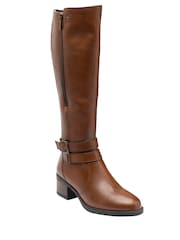 Lotus Brown Leather Leg Boots - Image 1 of 4