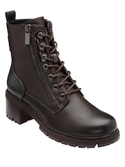 Lotus Brown Block Heel Zip-Up Ankle Boots - Image 1 of 4