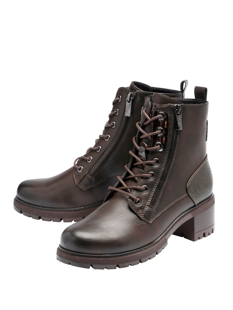 Lotus Brown Block Heel Zip-Up Ankle Boots - Image 2 of 4 Lotus Brown Block Heel Zip-Up Ankle Boots - Image 2 of 4