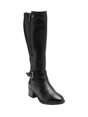 Lotus Black Leather Leg Boots - Image 1 of 4
