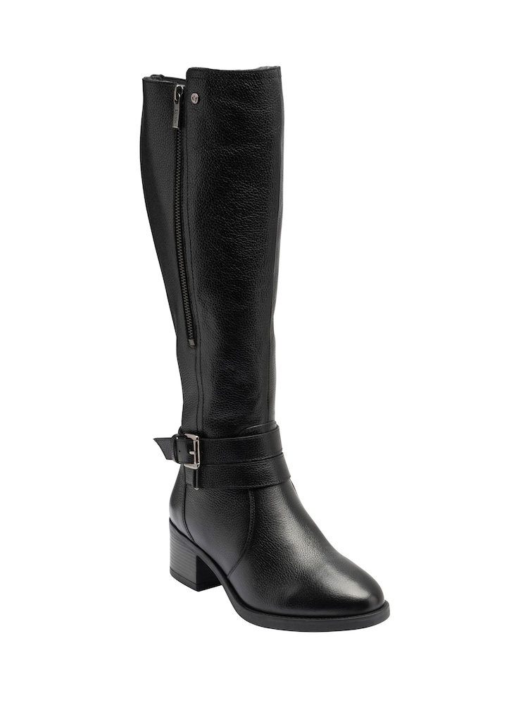 Lotus Black Leather Leg Boots - Image 1 of 4 Lotus Black Leather Leg Boots - Image 1 of 4