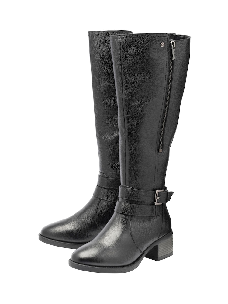 Lotus Black Leather Leg Boots - Image 2 of 4 Lotus Black Leather Leg Boots - Image 2 of 4