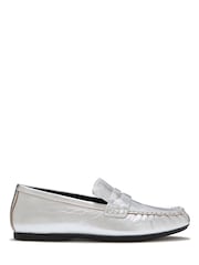 FitFlop Silver Delicato Crinkle Metallic Leather Loafers - Image 2 of 5
