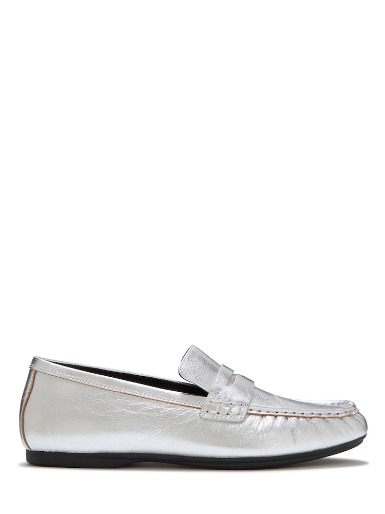 FitFlop Silver Delicato Crinkle Metallic Leather Loafers - Image 2 of 5 FitFlop Silver Delicato Crinkle Metallic Leather Loafers - Image 2 of 5