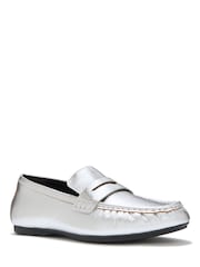 FitFlop Silver Delicato Crinkle Metallic Leather Loafers - Image 3 of 5