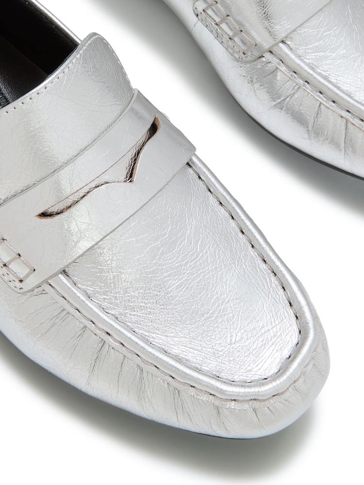 FitFlop Silver Delicato Crinkle Metallic Leather Loafers - Image 5 of 5 FitFlop Silver Delicato Crinkle Metallic Leather Loafers - Image 5 of 5