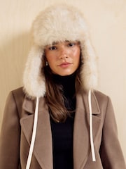Friends Like These Cream Cosy Faux Fur Trapper Hat - Image 1 of 6