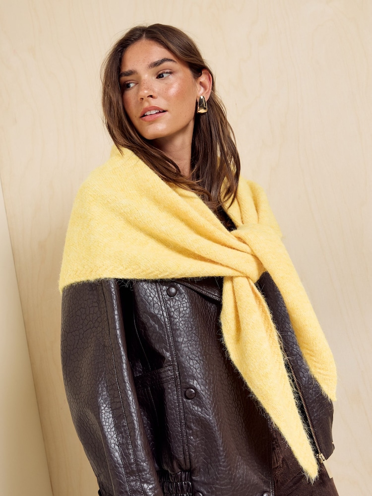 Friends Like These Butter Yellow Oversized Brushed Triangle Scarf - Image 1 of 7