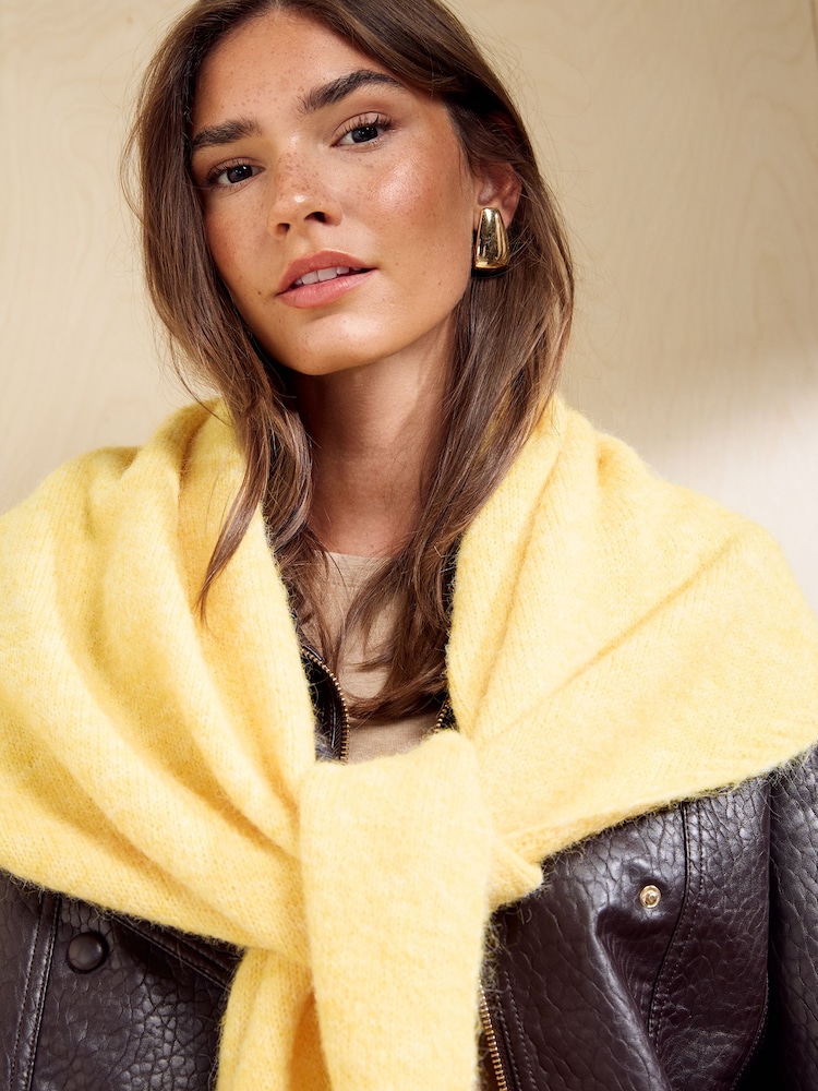 Friends Like These Butter Yellow Oversized Brushed Triangle Scarf - Image 2 of 7