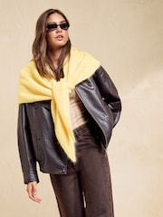 Friends Like These Butter Yellow Oversized Brushed Triangle Scarf - Image 4 of 7
