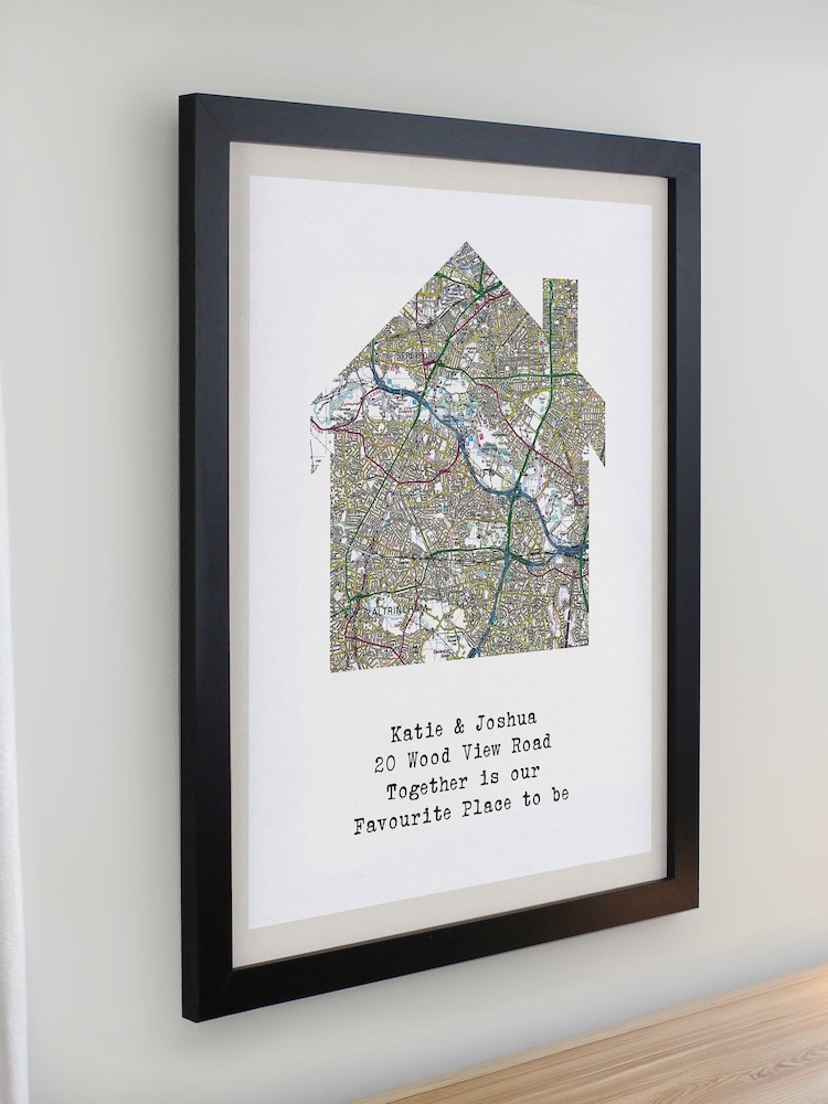 Personalised Present Day Map Home Black Poster Frame Wall Art by PMC - Image 2 of 3 Personalised Present Day Map Home Black Poster Frame Wall Art by PMC - Image 2 of 3