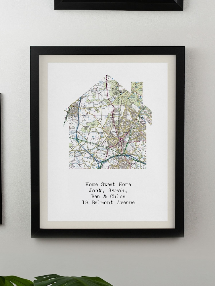Personalised Present Day Map Home Black Poster Frame Wall Art by PMC - Image 3 of 3 Personalised Present Day Map Home Black Poster Frame Wall Art by PMC - Image 3 of 3