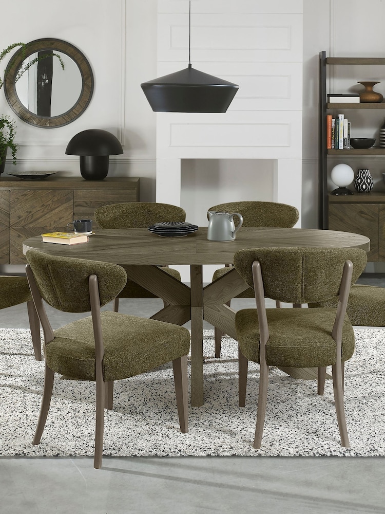 Bentley Designs Fumed Oak Ellipse Small 6 Seat Table Wooden Leg - Image 1 of 5 Bentley Designs Fumed Oak Ellipse Small 6 Seat Table Wooden Leg - Image 1 of 5