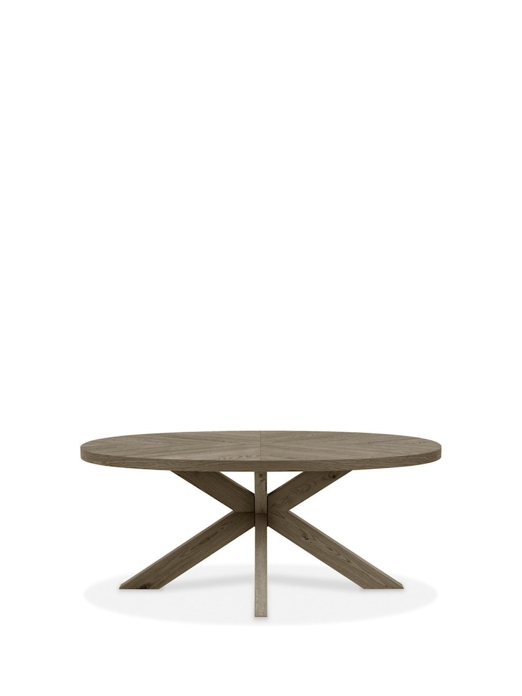 Bentley Designs Fumed Oak Ellipse Small 6 Seat Table Wooden Leg - Image 5 of 5 Bentley Designs Fumed Oak Ellipse Small 6 Seat Table Wooden Leg - Image 5 of 5